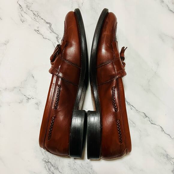 Allen Edmonds Cody Loafers Mens 11B Narrow Kiltie Tassel Weave Chili Leather - Picture 5 of 9